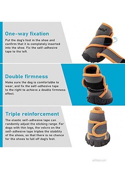 Bowite Dog Boots Waterproof Shoes with Sturdy Anti-Slip Soles and Cross Straps Suitable for Walking and Standing Hiking and Running