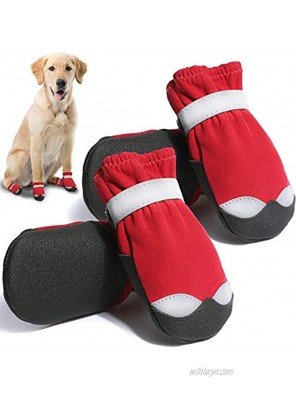 CALHNNA Dog Shoes Dog Boots Waterproof Dog Booties Anti-Slip Paw Protectors for Medium Large Dogs 4PCS