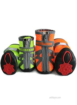 Dog Shoes Paw Protector with Reflective Strips Breathable Mesh Dog Boots Waterproof Shoes for Dogs for Winter Rain and Pavement Heat