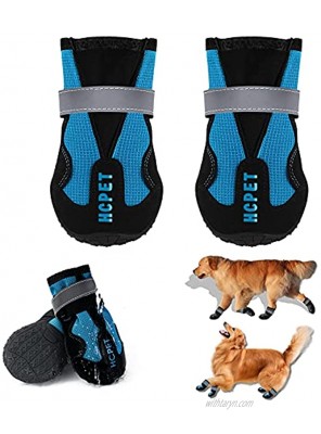 EARTH FRIENDLY 4 Pcs Dog Shoes for Hot Pavement Paw Protectors Waterproof Dog Boots with Adjustable Reflective Straps Rugged Summer Breathable Dog Rain Booties Anti-Slip Dog Snow Shoes