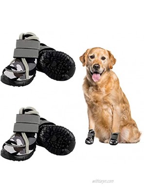 Etdane Non-Slip Dog Boots Waterproof Pet Shoes for Small to Large Dog Puppy Runing Hiking Paw Protectors Reflective Strip for Winter Summer Snow Hot Pavement Hardwood Floor
