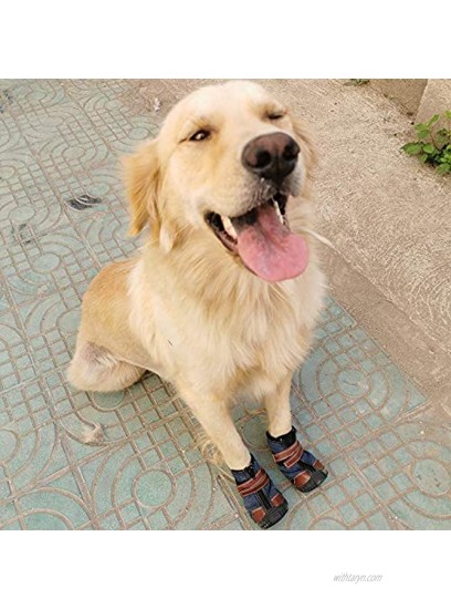 FLAdorepet Large Dog Shoes Rugged Anti-Slip Sole Dog Paw Protector for Hot Pavement Waterproof Dog Snow Shoes Pet Rain Boots with Straps Inside -Stay on Your Dog Feet