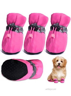 HOOLAVA Dog Shoes Dog Boots Paw Protector with Reflective Straps Non Slip Dog Booties for Small Medium Dogs and Puppies 4PCs