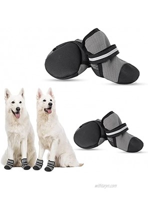 KOESON Dog Shoes for Hot Pavement Reflective Summer Dog Boots for Medium & Large Breeds Heat Protection Soft & Breathable Outdoor Mesh Dog Booties Pet Footwear Paw Protector
