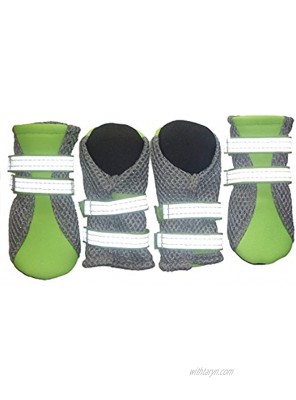 LONSUNEER Puppy Soft Sole Nonslip Mesh Boots 2 Reflective Straps Breathable Set of 4