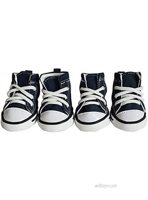 Magicorange 4 Pcs Pet Shoes Puppy Sport Denim Shoes Outdoor Anti-Slip Sneaker Boot Causal Dog Shoes for Small Medium Size and Large Dogs