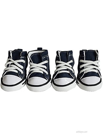 Magicorange 4 Pcs Pet Shoes Puppy Sport Denim Shoes Outdoor Anti-Slip Sneaker Boot Causal Dog Shoes for Small Medium Size and Large Dogs