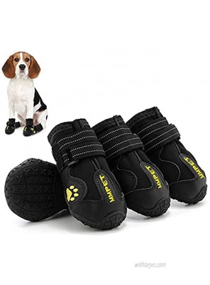 MIEMIE Dog Boots,Waterproof Dog Shoes,Dog Booties with Reflective Rugged Anti-Slip Sole and Skid-Proof,Outdoor Dog Shoes for Small Medium and Large Dogs 4Pcs