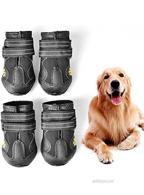 PUPWE Dog Booties,Dog Shoes,Dog Outdoor Shoes Running Shoes for Dogs,Pet Rain Boots Labrador Husky Shoes for Medium to Large Dogs,Rugged Anti-Slip Sole and Skid-Proof-4Ps