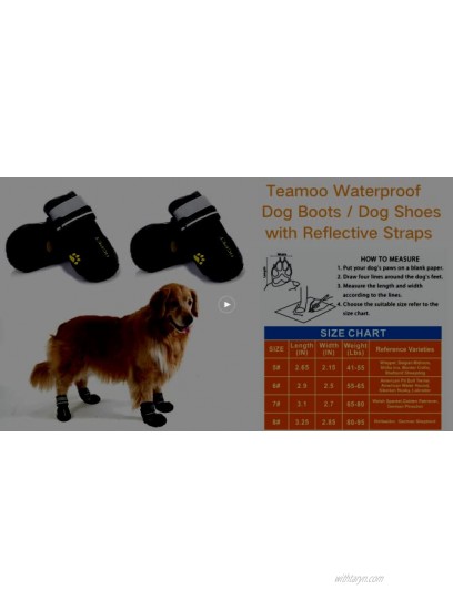 Teamoo 4PCS Dog Shoes for Hot Pavement Waterproof Dog Boots with Adjustable Reflective Straps Summer Durable Anti-Slip Dog Booties for Small Medium Large Dogs