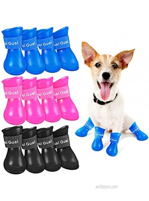 Weewooday 3 Sets of Puppy Dog Rain Boots Candy Color Resin Waterproof Pet Claw Shoes Paw Cover Non-Slip Rain Boot