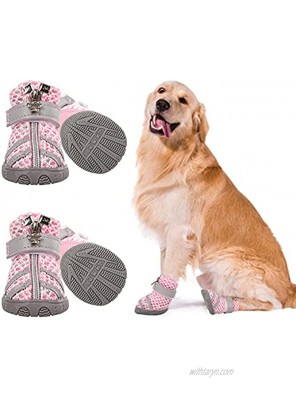 Zuozee Breathable Dog Shoes Mesh Pet Boots Waterproof Pet Sandals with Anti-Slip Sole and Zipper Closure Durable Pet Paw Protector for Small & Medium Dogs 4pcs Set