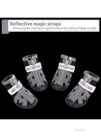 Zuozee Dog Boots Breathable Mesh Shoes Anti-Slip Sole with Reflective Straps and Zipper Closure Pet Paw Protector for Small Medium Dog 4pcs
