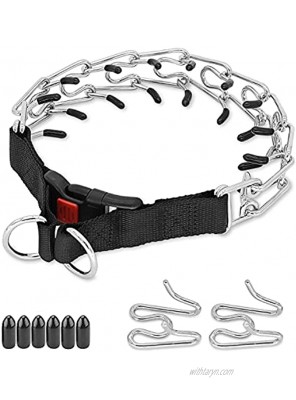 BABYLTRL Prong Collar for Dogs Adjustable Dog Choke Pinch Training Collar with Comfort Rubber Tips and Quick Release Snap for Small Medium Large Dogs Silver L