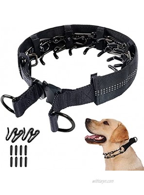 Mayerzon Prong Collar Dog Pinch Training Collar with Reflective Cover Adjustable Stainless Steel Choke Collar with Quick Release Metal Tactical Buckle for Small Medium Large Dogs