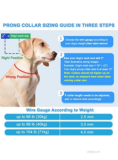 Mayerzon Prong Collar Pinch Collar for Dogs Small Medium Large with Quick Release Buckle Adjustable Stainless Steel Links and Comfort Caps