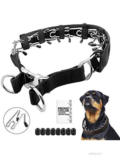 Mayerzon Prong Dog Training Collar with Protector Steel Chrome Plated Dog Prong Collar Pinch Collar for Dogs