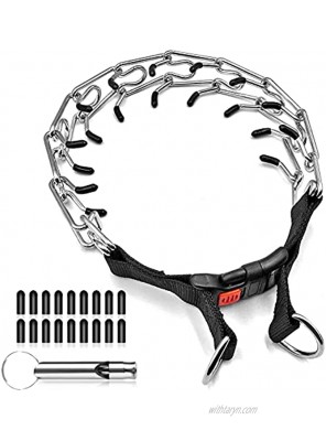 Prong Collar for Dogs Choke Pinch Training Collar with Rubber Safety Caps&Quick Release Locking Carabiner Adjustable Stainless Steel Links for Small Medium Large Dogs Make Your Dog Easier