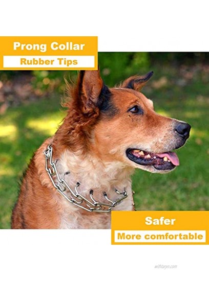 Prong Collar Links Set of 3 Pinch Collar Links and 30 Prong Collar Covers Extra Chrome Links and Rubber Tips