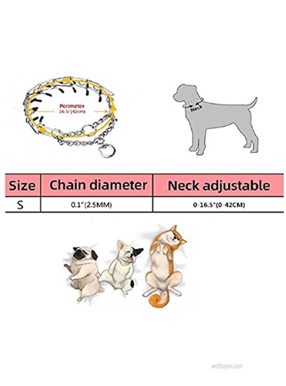 Tylu Prong Collars for Dogs Choke Collar for Dogs Adjustable Stainless Steel Dog Training Pinch Collar with Comfort Rubber Tips Fit for Small Dogs