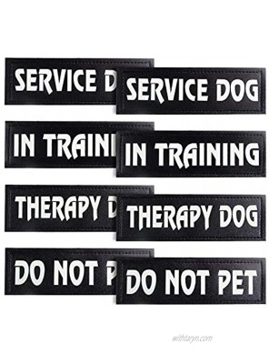 8 Pieces Dog Patches Reflective and Removable Tactical Dog Tags Service Dog Do Not Pet Therapy Dog in Training for Animal Vest Harnesses Collars Leashes