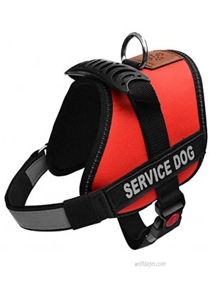 ALBCORP Service Dog Vest Harness Reflective Woven Polyester & Nylon Comfy Mesh Padding RED Black