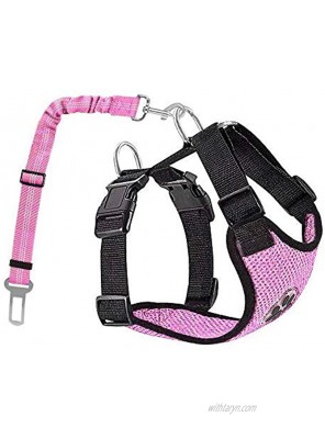 AUTOWT Dog Safety Vest Harness Pet Car Harness Dog Seatbelt Breathable Mesh Fabric Vest with Adjustable Strap for Travel and Daily Use in Vehicle for Dogs Puppy Cats