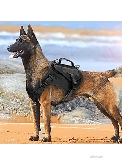 Beirui K9 Tactical Dog Harness for Medium Large Dogs,No Pull Military Dog Vest with Handle for Training Hiking