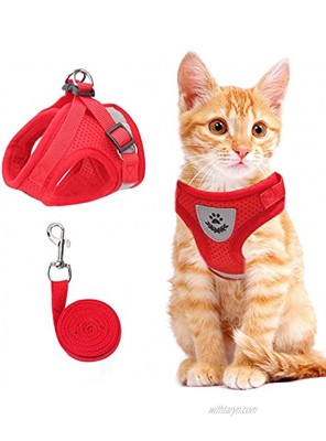 Cat Vest Harness and Small Dog Vest Harness for Walking All Weather Mesh Harness Cat Vest Harness with Reflective Strap Step in Adjustable Harness for Small Cats Red XS