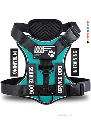 Demigreat Service Dog Harness No-Pull Reflective Dog Vest Harness with 5 PCS Patches Adjustable Soft Oxford Pet Harness Inner Layer Mesh No-Choke Easy to Control for Small Medium Large Dogs