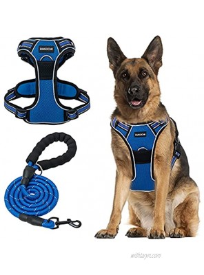 DMISOCHR No Pull Dog Harness and Leash Set Walking Breathable Mesh Large Dog Vest Harness Soft Padded Reflective No Escape Easy Control Adjustable Doggy Harness Comfort fit Meidum Large Dogs Outdoor