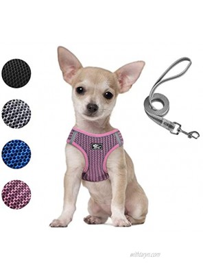 Dog and Cat Universal Harness with Leash Cat Harness Escape Proof Adjustable Reflective Step in Dog Harness for Small Dogs Medium Dogs Soft Mesh Comfort Fit No Pull No Choke