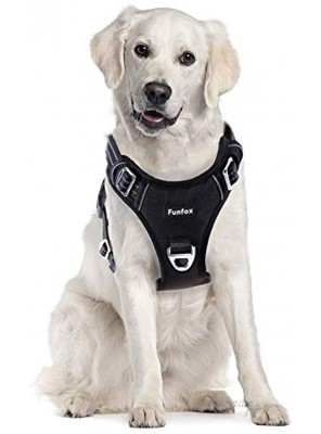 Funfox Dog Harness No Pull Pet Harness Adjustable Dog Vest for Easy Walking Breathable Oxford Material Reflective Strips with Metal Front Clip for Control Small Medium Large Breed Dogs