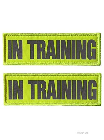 JUJUPUPS Reflective Dog Patches 2 Pack Service Dog,in Training,do not Pet Tags for Hook and Loop Patches Vests and Harnesses in Training 6x2 inch