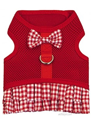Kessie Dog Harness Dress Cat Harnesses with Bowknot Pet Mesh Harness for Small and Medium Dogs Medium Red