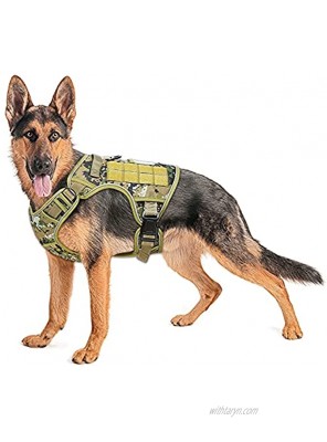 MIEMIE Tactical Dog Harness Working Dog MOLLE Vest with Handle for Small Medium Large Dog No Pulling Front Leash Clip Reflective Adjustable Military Dog Harness for Training Walking Hunting