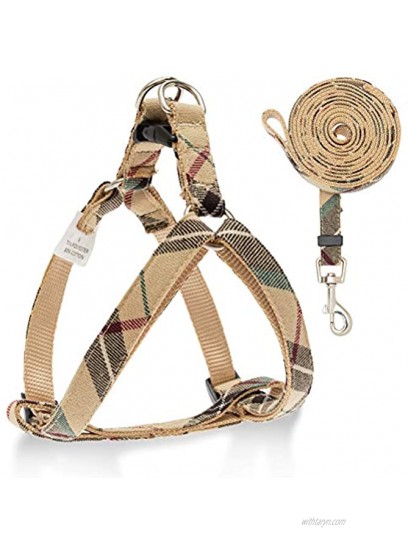 No Pull Dog Harness and Leash Set Adjustable Plaid Step in Puppy Basic Harness for Small Medium Dogs Cats