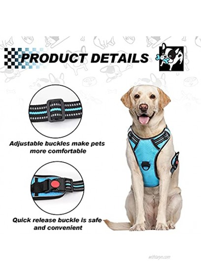 No Pull Dog Harness,Dog Vest Harness with A Free 5ft Dog Leash,3M Reflective Breathable Oxford Harness for Large Dogs with 2 Mental D Ring and Easy Control Handle,Adjustable Dog Harness +Dog Leash