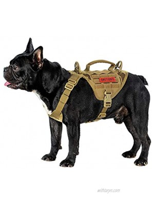 OneTigris Mini Mayhem Laser-Cut K9 Harness MOLLE Vest + Grab Handle Leash Clips for Small Medium Dog