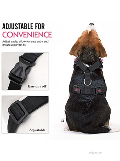 Pawaboo Dog Safety Vest Harness Pet Car Harness Vehicle Seat Belt with Adjustable Strap and Buckle Clip Carabiner Easy Control for Driving Traveling Safety for Small Medium Dogs Cats