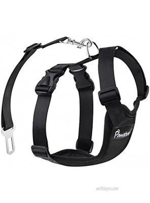Pawaboo Dog Safety Vest Harness Pet Car Harness Vehicle Seat Belt with Adjustable Strap and Buckle Clip Carabiner Easy Control for Driving Traveling Safety for Small Medium Dogs Cats