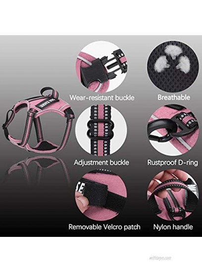 Service Dog Harness with 4pcs Free Labels Adjustable No Pull Dog Vest with Nylon Handle Upgrade Fabric 3M Reflective & Breatheable Easy On and Off Safety Pet Halters No More Pulling or Choking