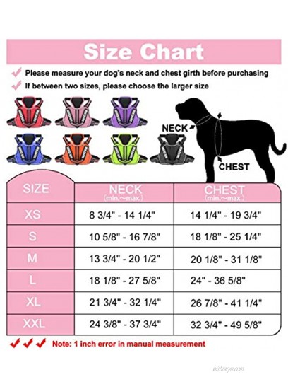 Service Dog Harness with 4pcs Free Labels Adjustable No Pull Dog Vest with Nylon Handle Upgrade Fabric 3M Reflective & Breatheable Easy On and Off Safety Pet Halters No More Pulling or Choking