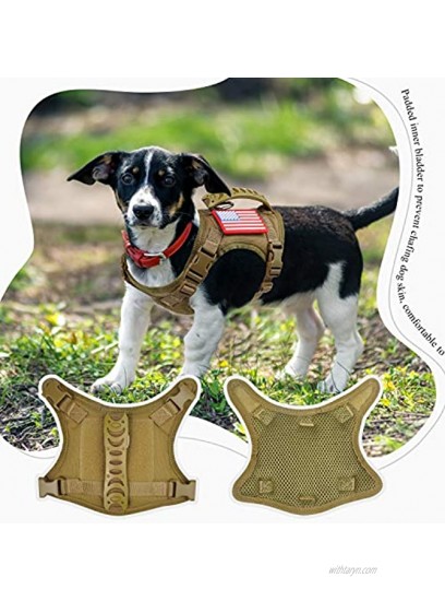 Tactical Service Dog Harness Vest,K9 Adjustable Military Working Harness Water-Resistant Comfortable Training MOLLE Dog Vest with Handle XS Khaki