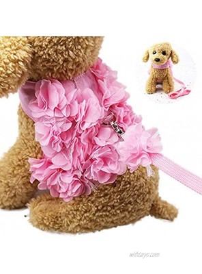 WORDERFUL Dog Flower Harness Waking Vest Harness with Pet Leash for Halloween Cat Puppy