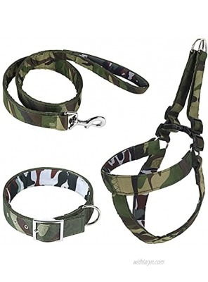 CBBPET Dog Harness Collar Leash -Twist Leash for Extra Small Puppy Medium Large Breed Training Easy Walk Running XL Army Green Camouflage