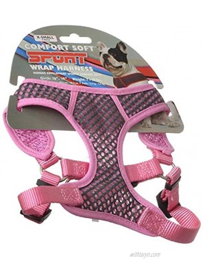 Coastal Comfort Soft Sport Wrap Adjustable Dog Harness Grey with Pink 3 4 x 22-28