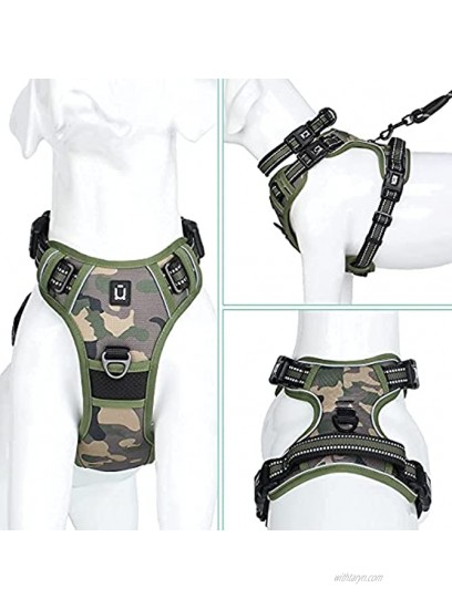 Dog Harness Waldseemuller Dog Harness for Medium Dogs No Pull，Small Dog Harness Easy Walking Dog Vest with Handle，Reflective Oxford Soft Vest 4 Buckles Dog Harness for Large Dogs Easy ON and Off