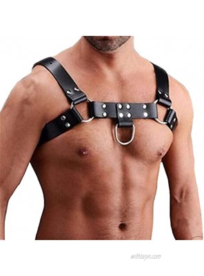 Men Harness PU Leather Harness Adjustable Buckle Body Chest Harness Costume