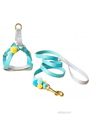 Petitfluffyy Puppy Kitten Step-in Harness and Leash Set Escape Proof Baby Pink and Blue with Cute Furry Ball no Pull Halter Adjustable for Little Dog Puppy cat Rabbit Size XS Baby Blue